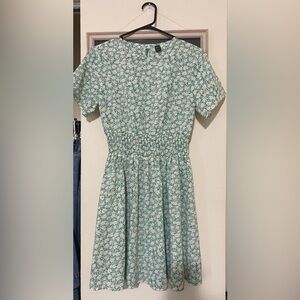 Mint green and white floral dress